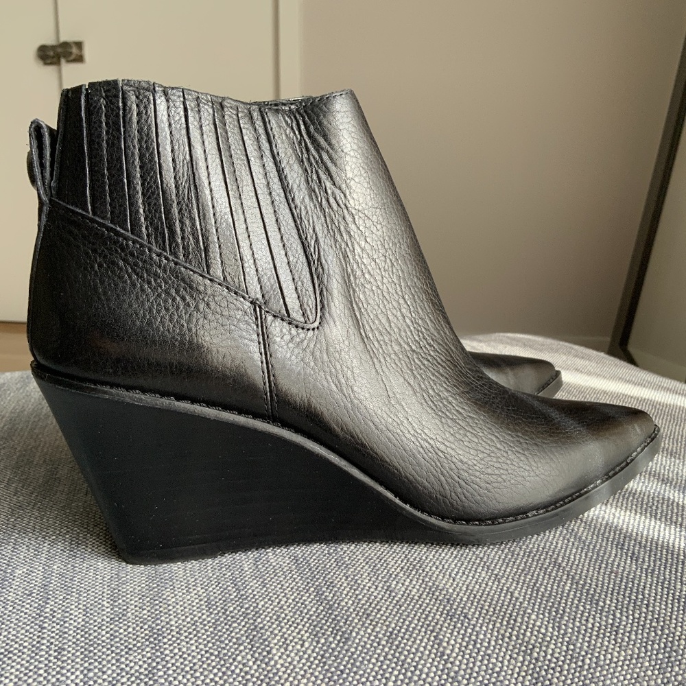 Calvin Klein Leather Wedge Booties 7